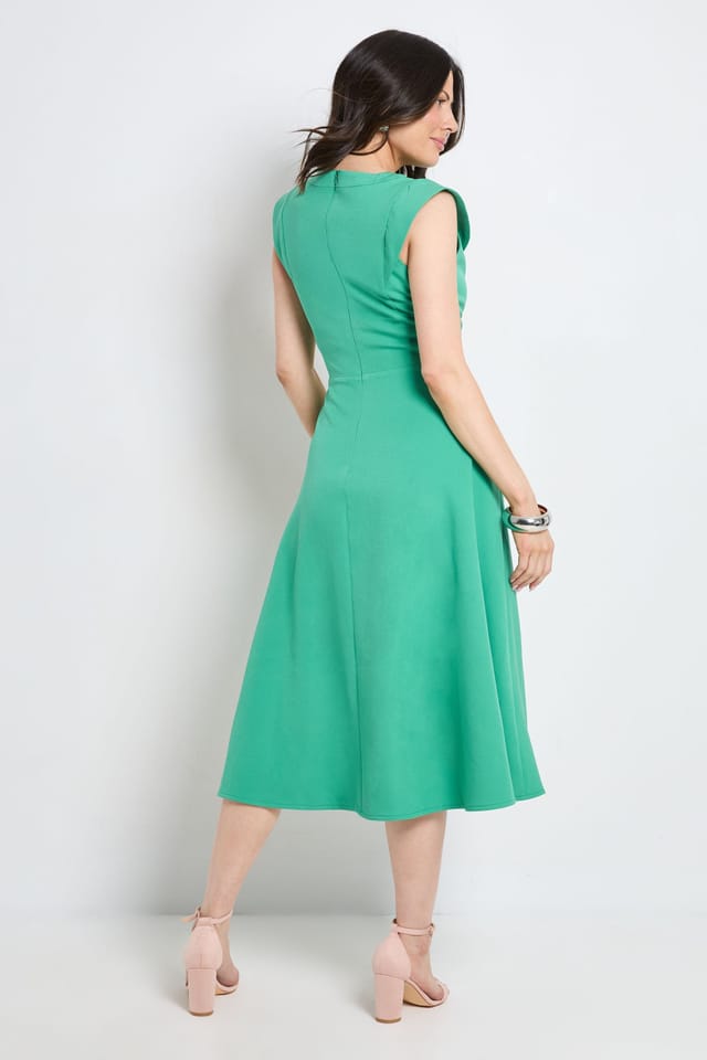 Principles Principles Women's Structured Fit & Flare Midi Dress in Green - 3