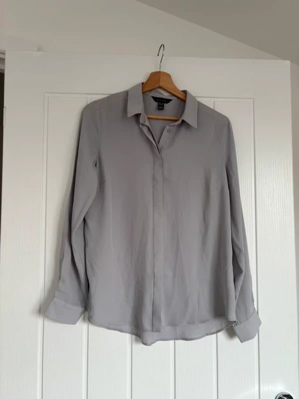 New Look New Look light grey / lilac chiffon shirt 10