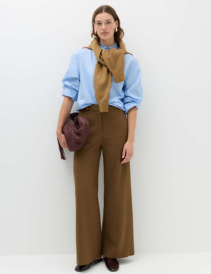 Marks & Spencer M&S Tailored Side Tab Wide Leg Trousers Moss - 1
