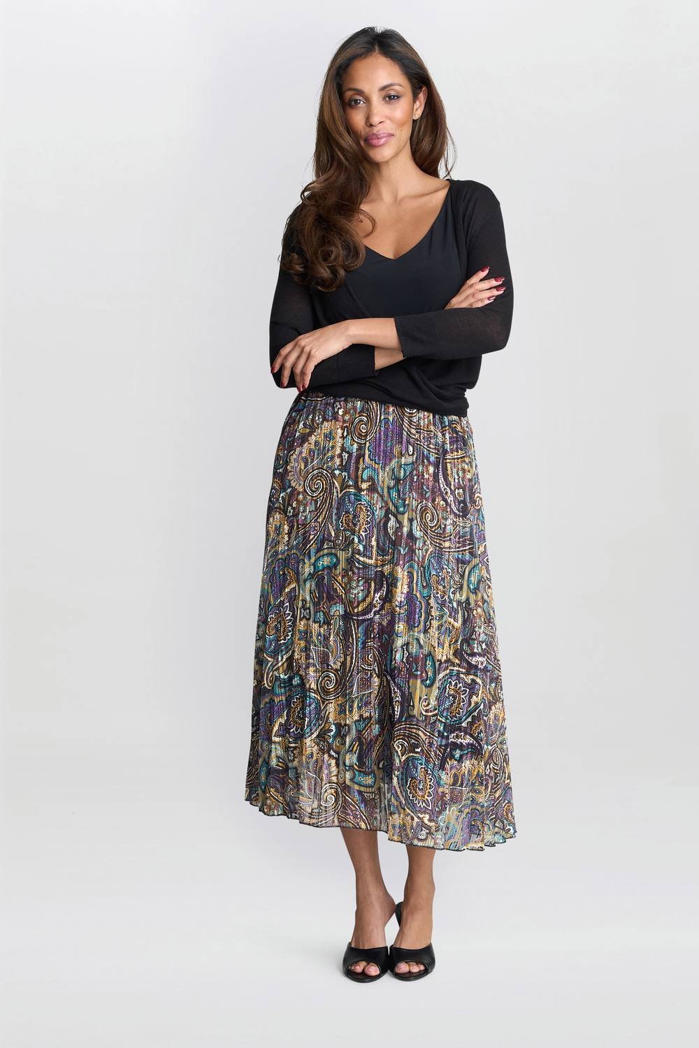 Gina Bacconi Gina Bacconi Women's Pleated Jacquard Skirt - 2