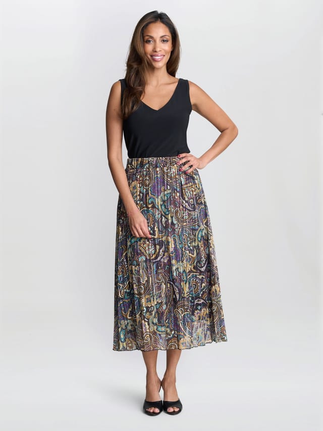Gina Bacconi Gina Bacconi Women's Pleated Jacquard Skirt - 2