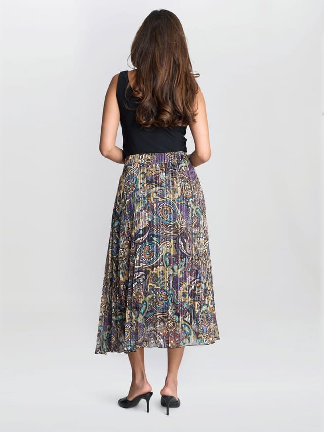 Gina Bacconi Gina Bacconi Women's Pleated Jacquard Skirt - 3