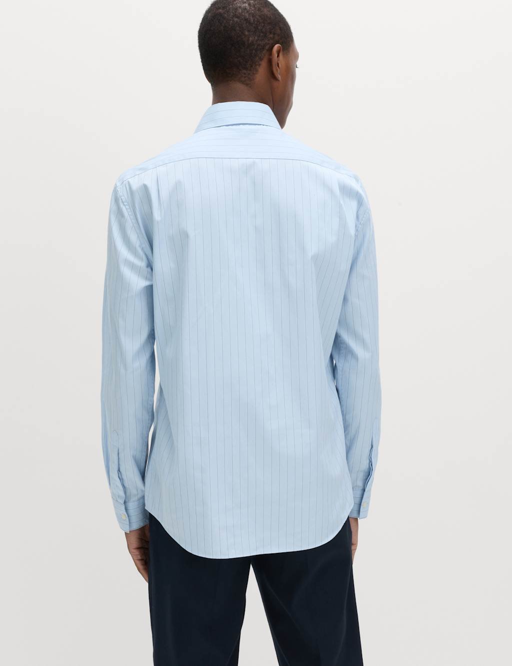 Marks & Spencer M&S Regular Fit Pure Cotton Striped Shirt Blue Mix - 4