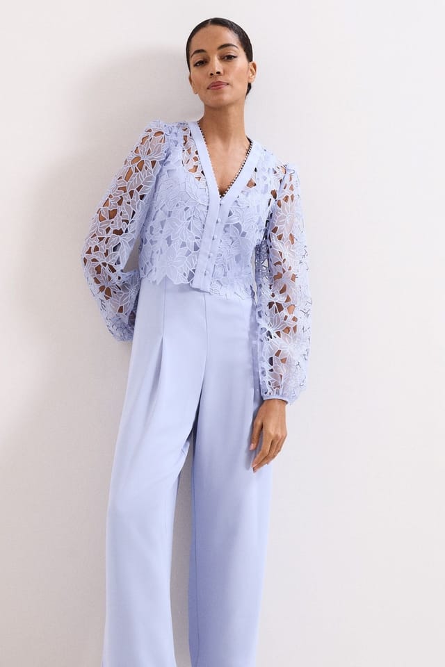 Phase Eight Phase Eight Women's Winona Lace Jumpsuit in Pale Blue - 3