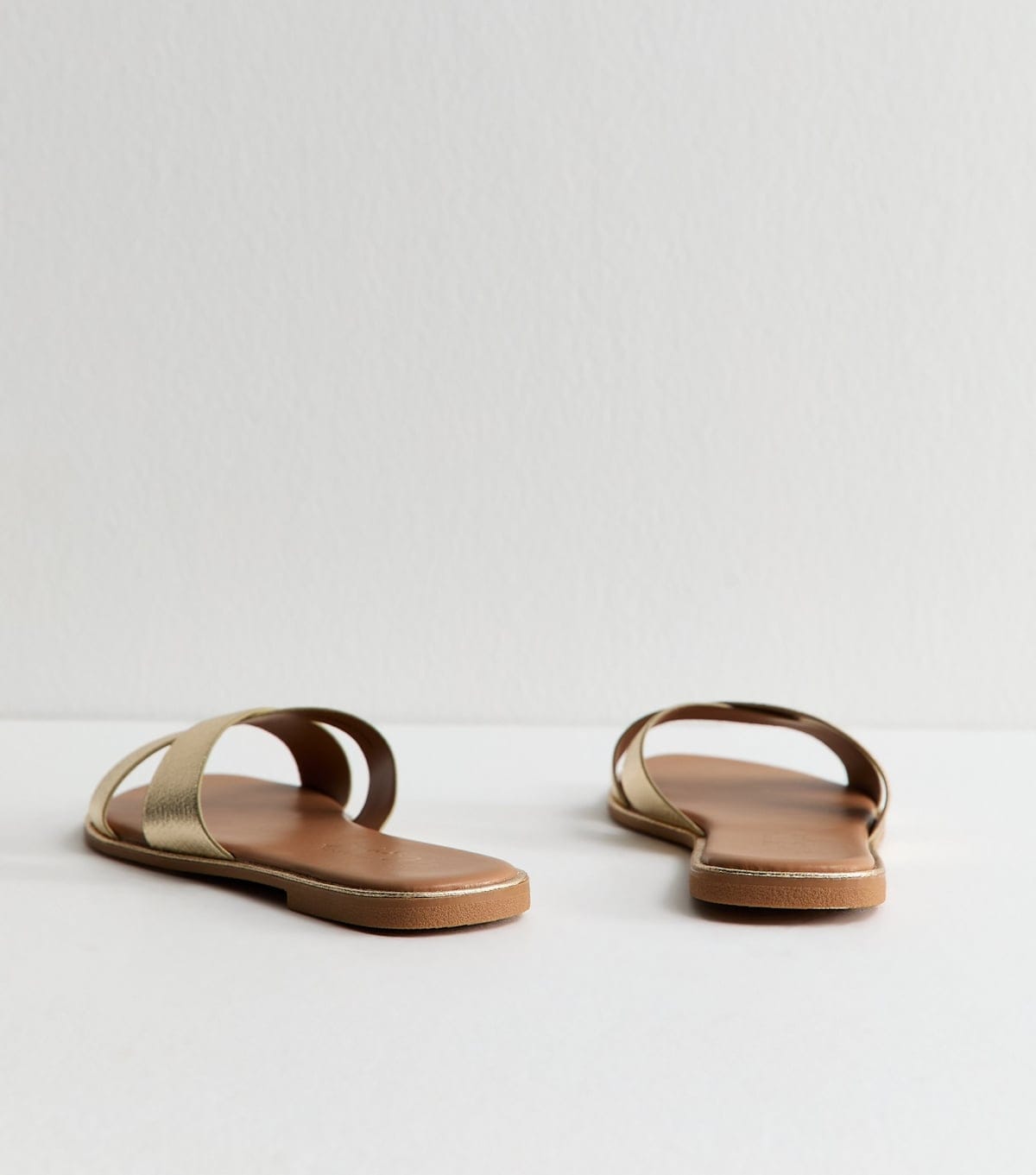 New Look Women's Wide Fit Gold Faux Leather Crossover Mule Sandals Vegan New Look - 4