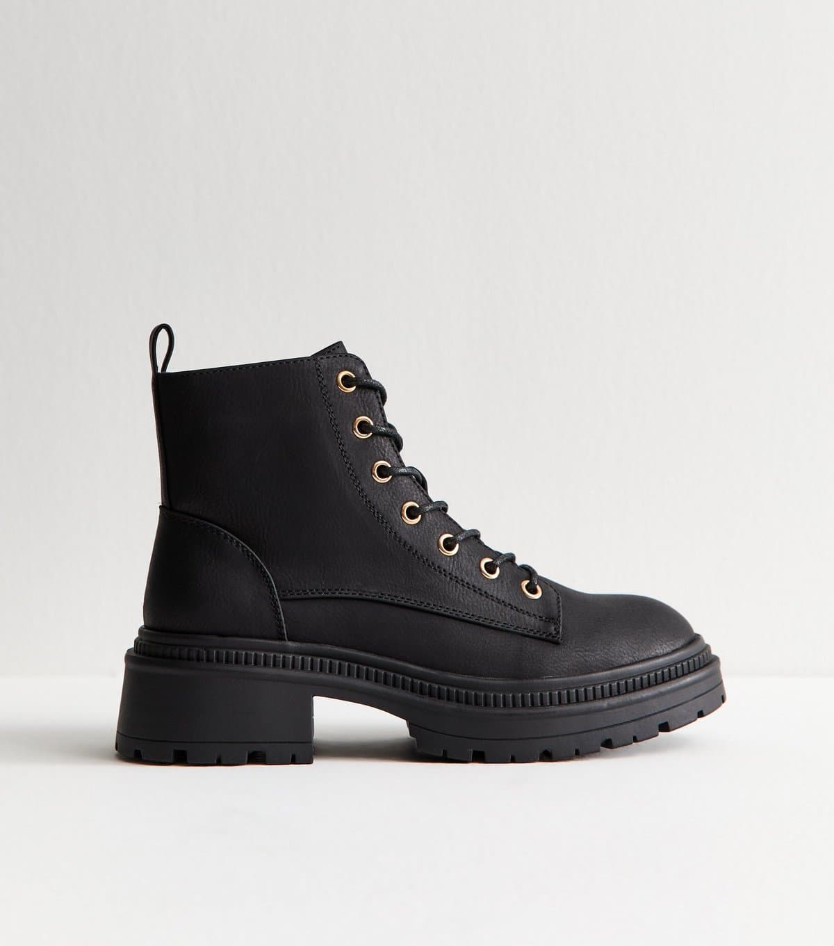 New Look Women's Black Faux Leather Lace Up Boots New Look