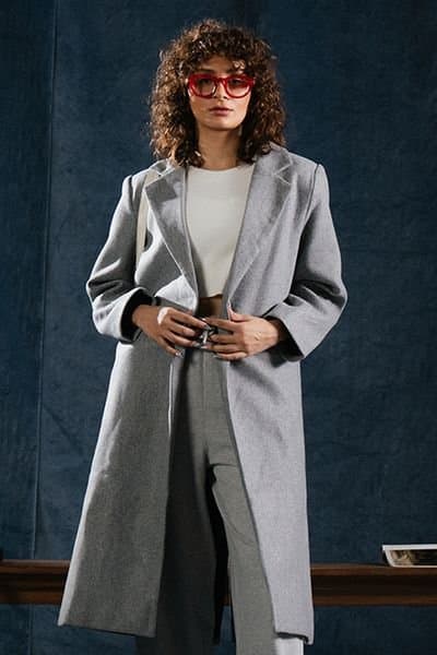 Zafosh Zafosh Women's Wool‑Blend Over coat - Relaxed Fit, Stylish Winter Outerwear in Grey