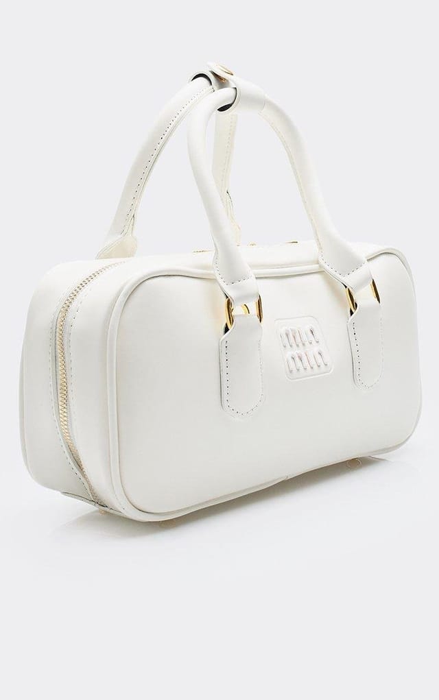 EGO Riley Logo Detail Rectangle Shaped Grab Bag In White Faux Leather, Women's Size UK 0 - 2