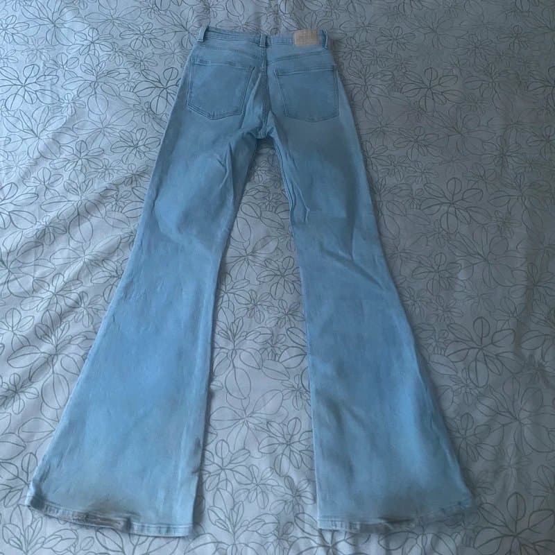 Bershka Bershka Light Blue Denim Flared Jeans Size xs