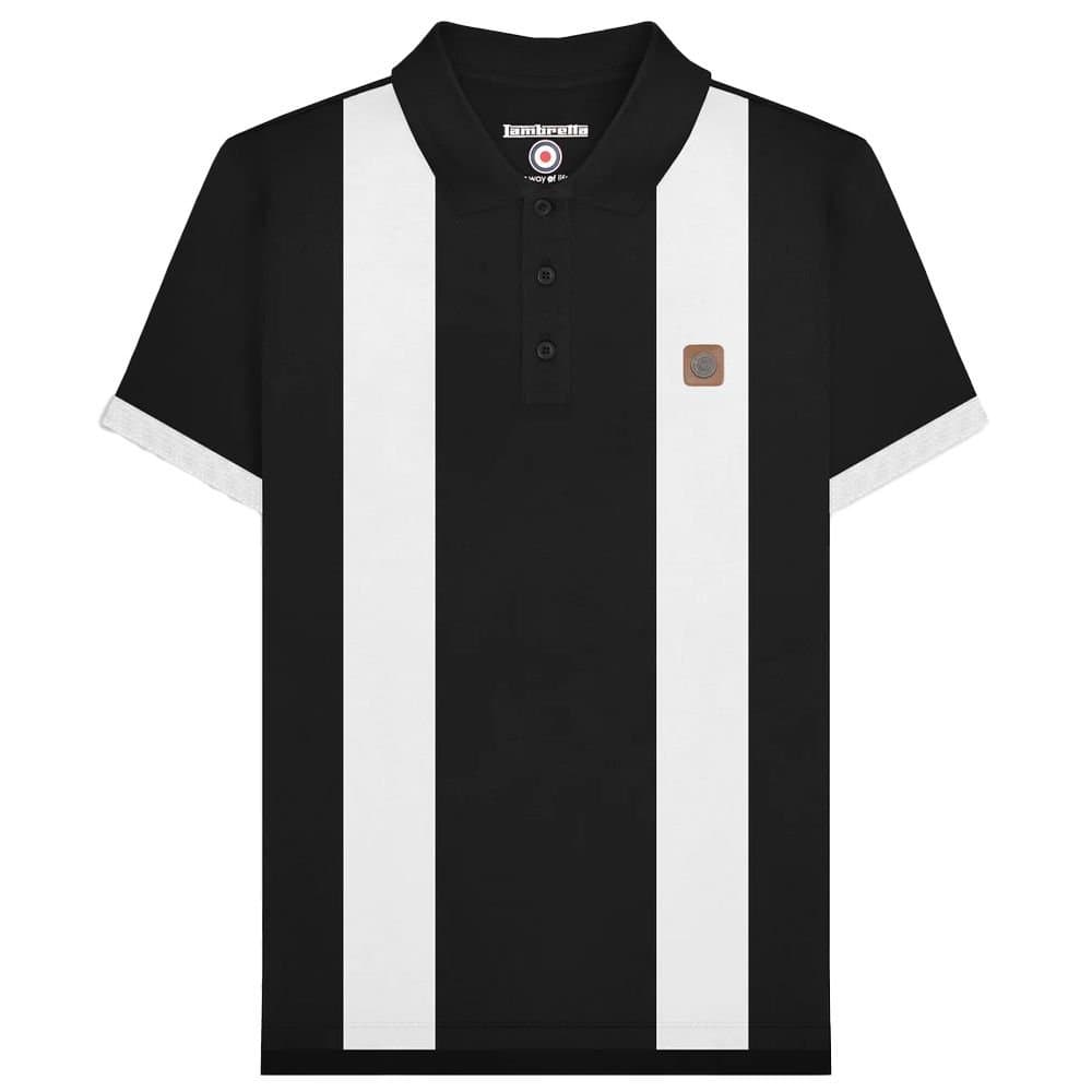 Lambretta Lambretta Men's Vintage Panelled Polo Shirt in True Black