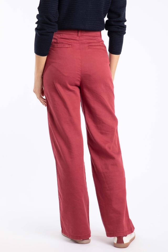 Weird Fish Weird Fish Women's Farida Wide Leg Trouser in Red - 3
