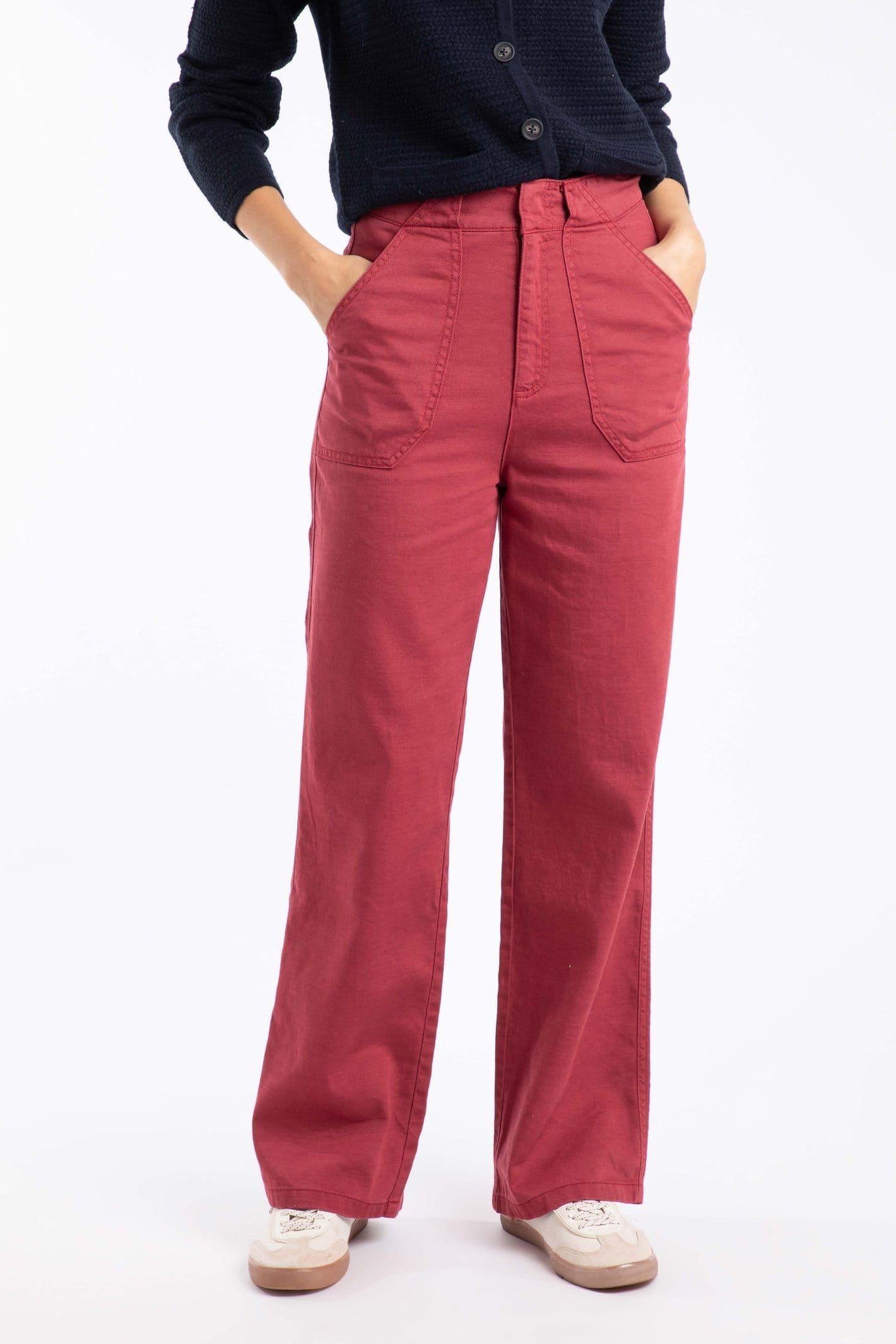 Weird Fish Weird Fish Women's Farida Wide Leg Trouser in Red - 4