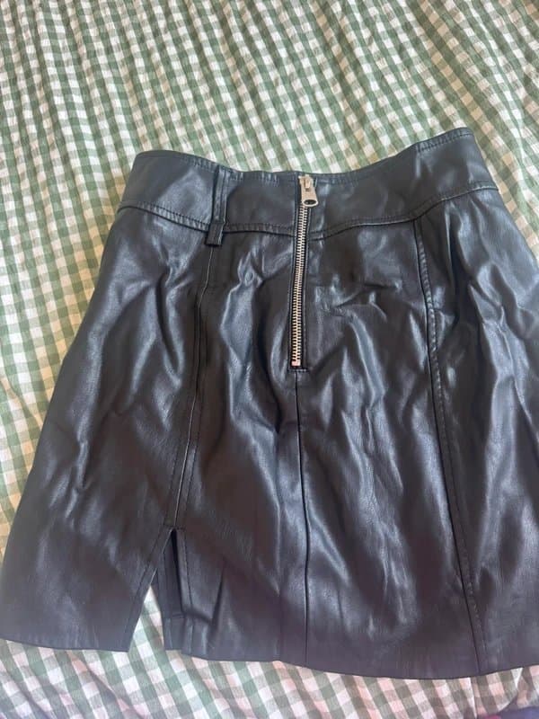 Bershka Black leather skirt with slit