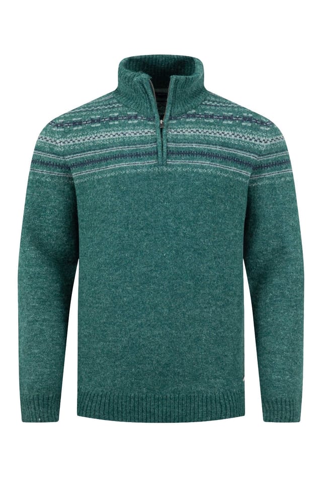 Weird Fish Weird Fish Men's Larner 1/4 Zip Fair Isle Jumper in Teal - 2