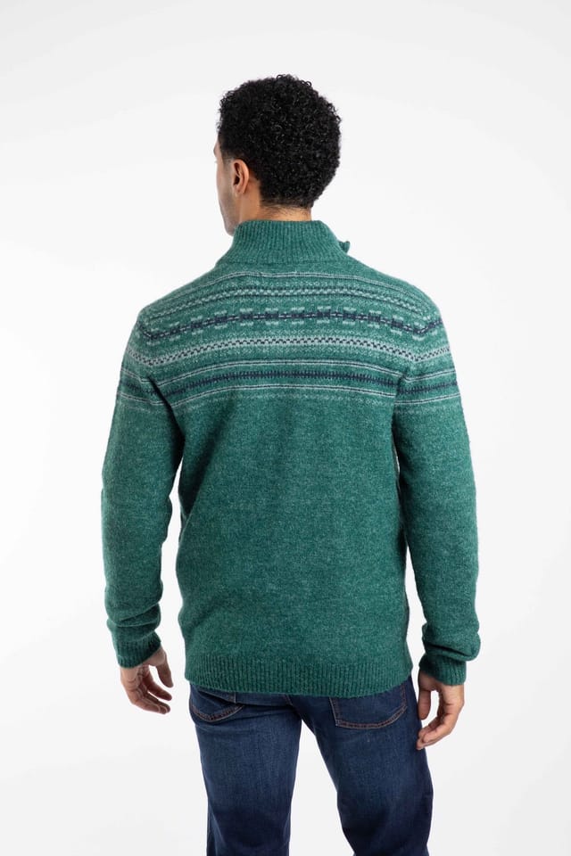 Weird Fish Weird Fish Men's Larner 1/4 Zip Fair Isle Jumper in Teal - 3