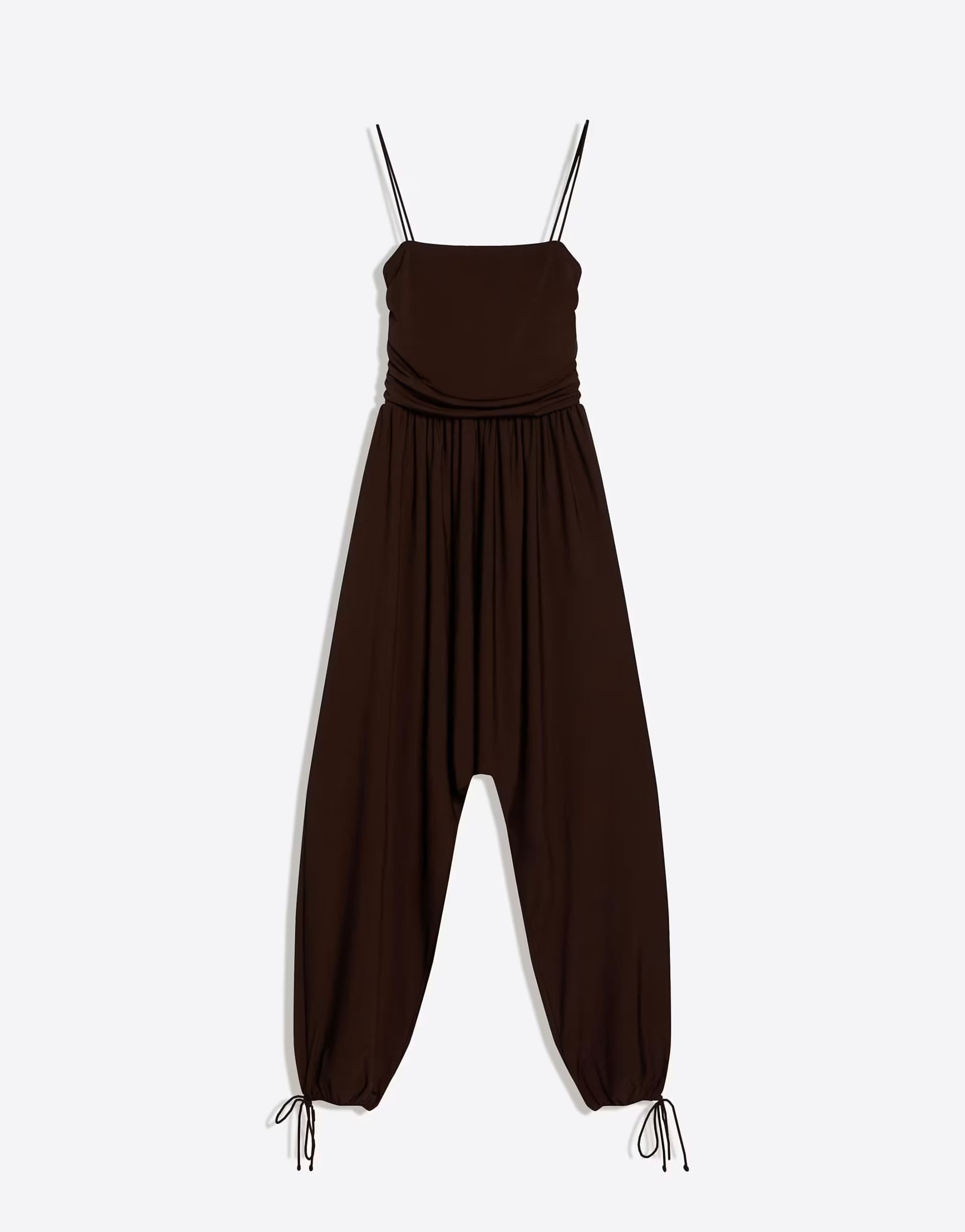ASOS Bershka Sarouel jumpsuit in brown
