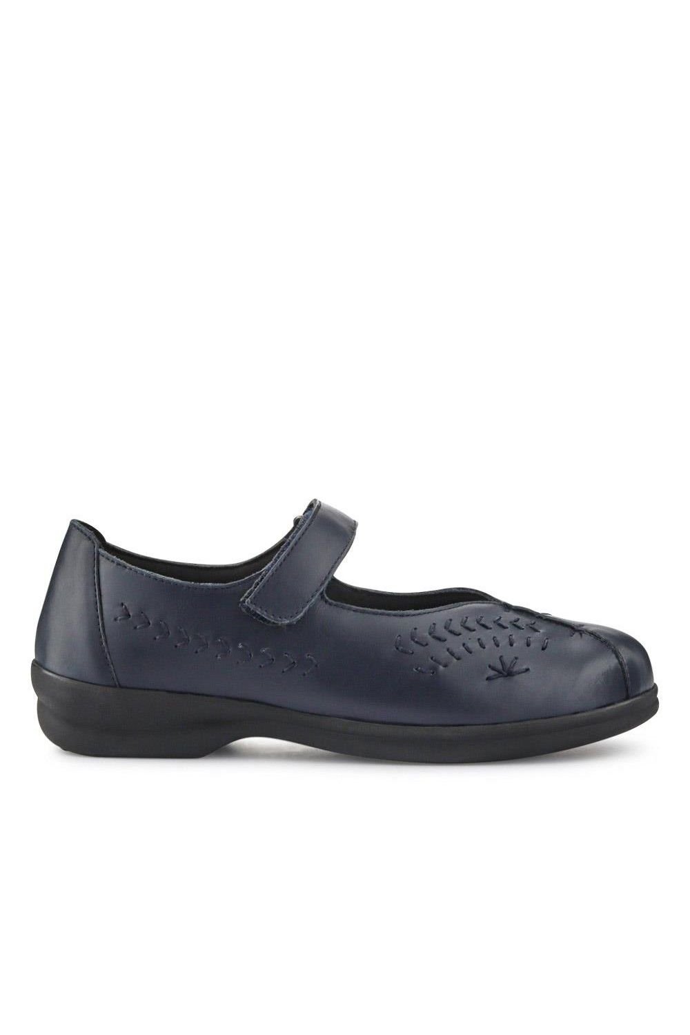 Easyfit Easyfit Women's Extra-Wide Leather Mary Janes in Navy - 2