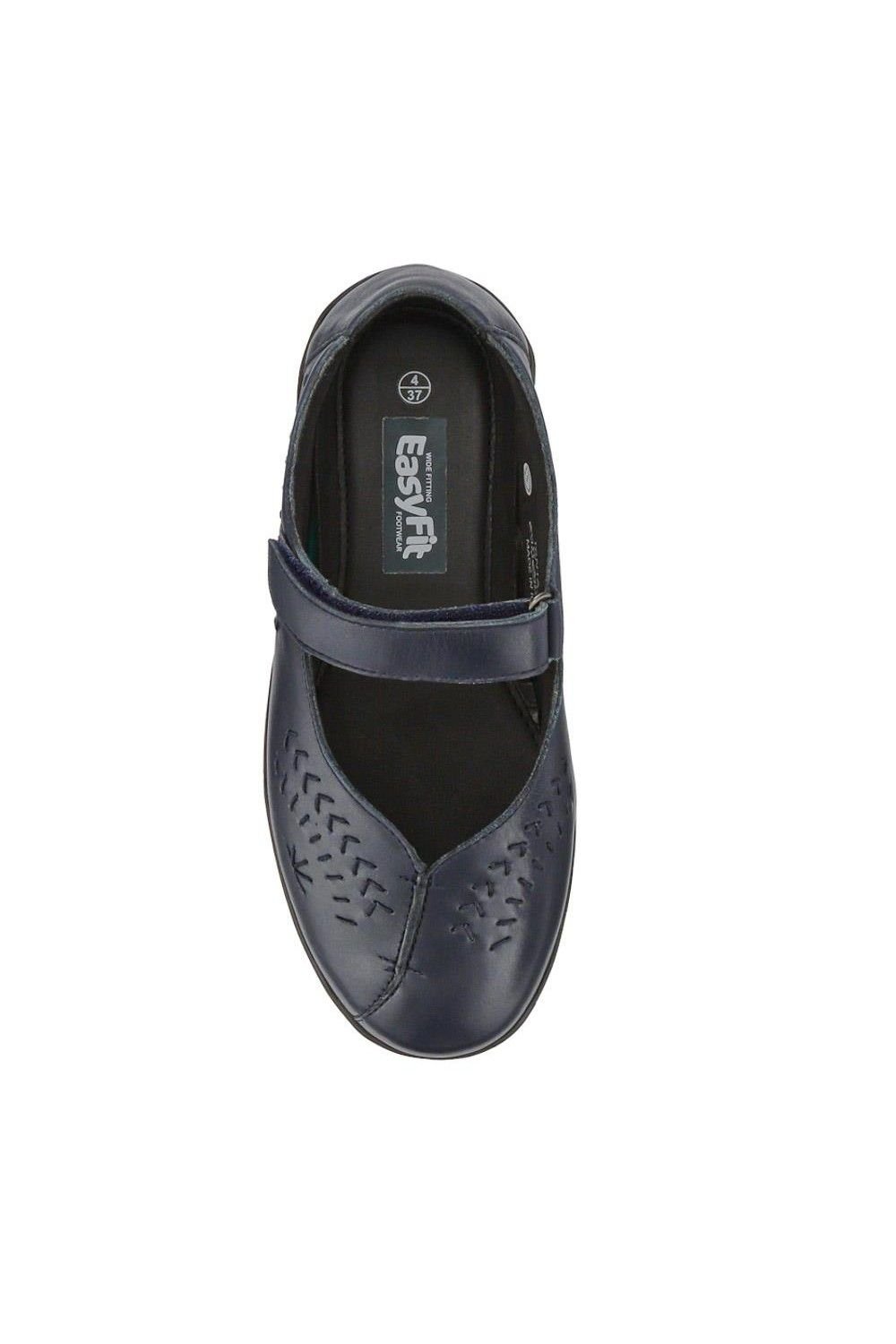 Easyfit Easyfit Women's Extra-Wide Leather Mary Janes in Navy - 4