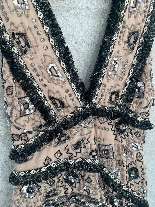 ASOS ASOS Embellished Metallic Summer Festival Occasion Mini Dress - Size 10
