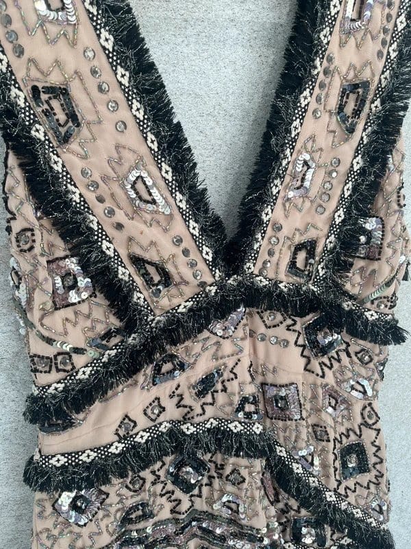 ASOS Embellished Metallic Festival Mini Dress - Size 10
