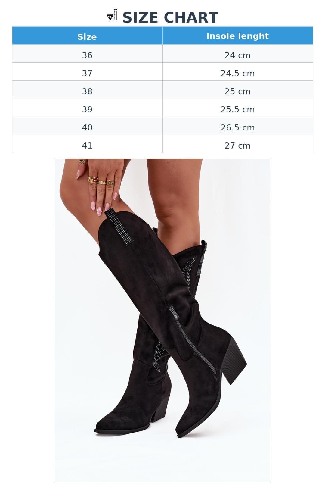 Love Lace Love Lace Women's Knee High Heel Boots Suede Column Heel Pointed Toe Slip On in Black - 4