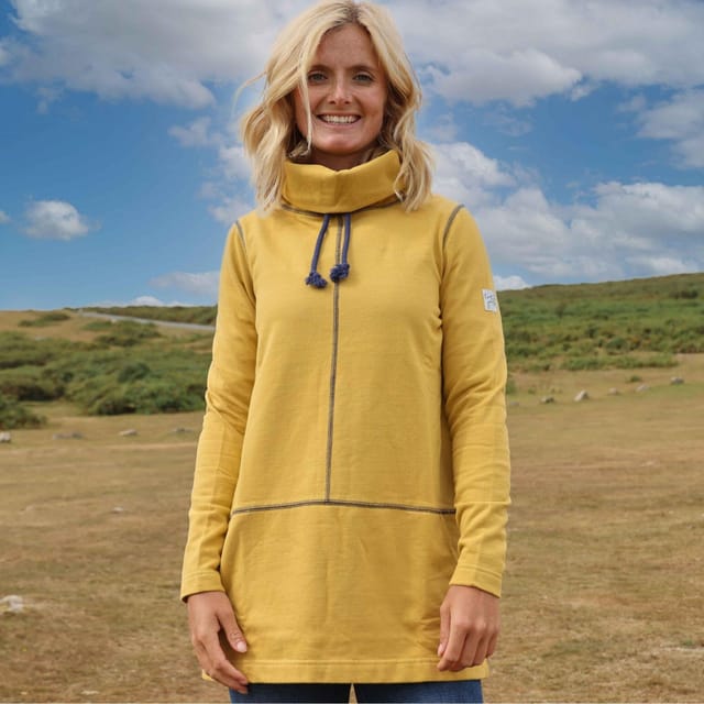 Lazy Jacks Lazy Jacks Women's High-Neck Sweatshirt in Mustard - 2