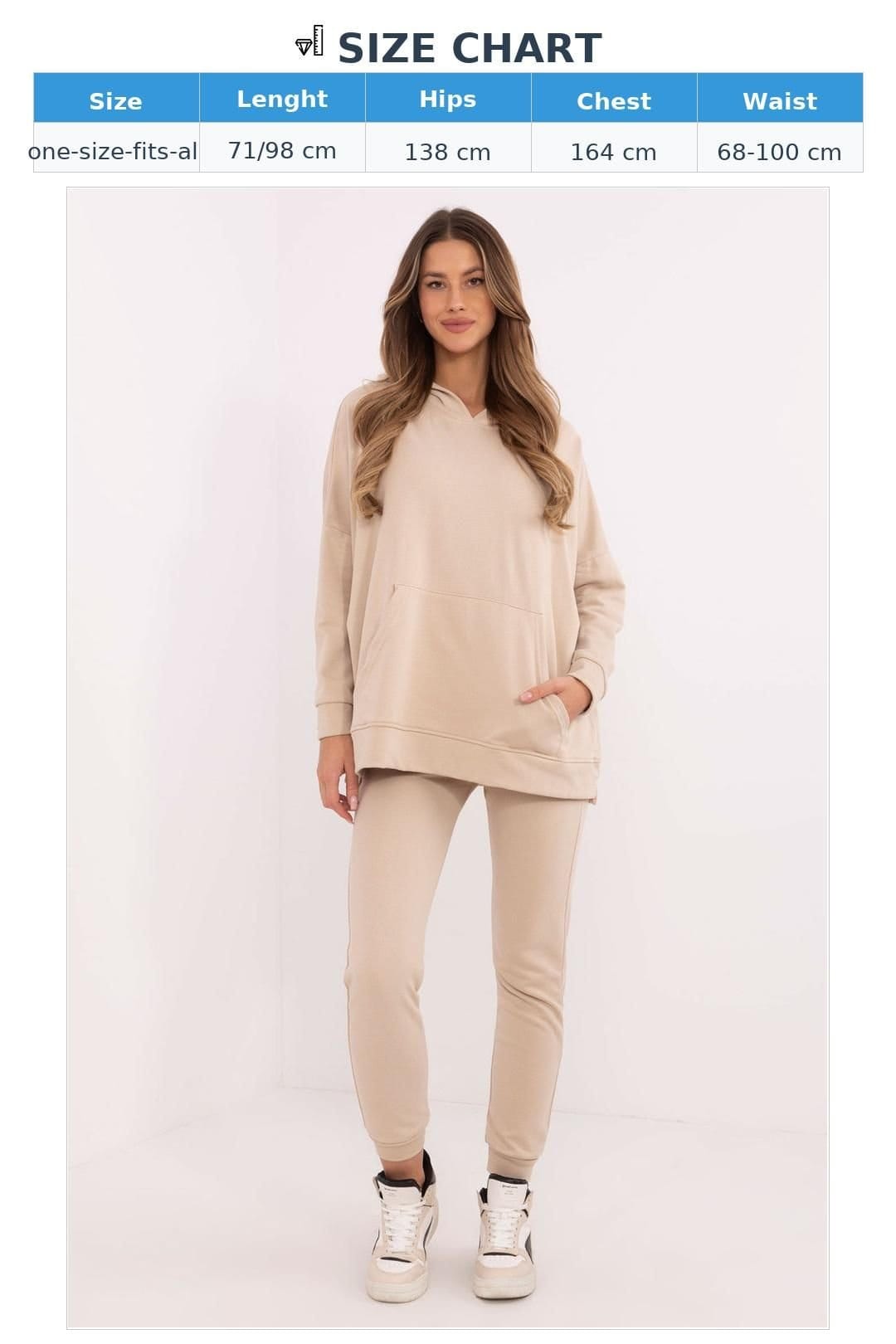 Love Lace Love Lace Women's Cotton Polyester Kangaroo Pocket Tracksuit Set Style 206124 in Beige - 4