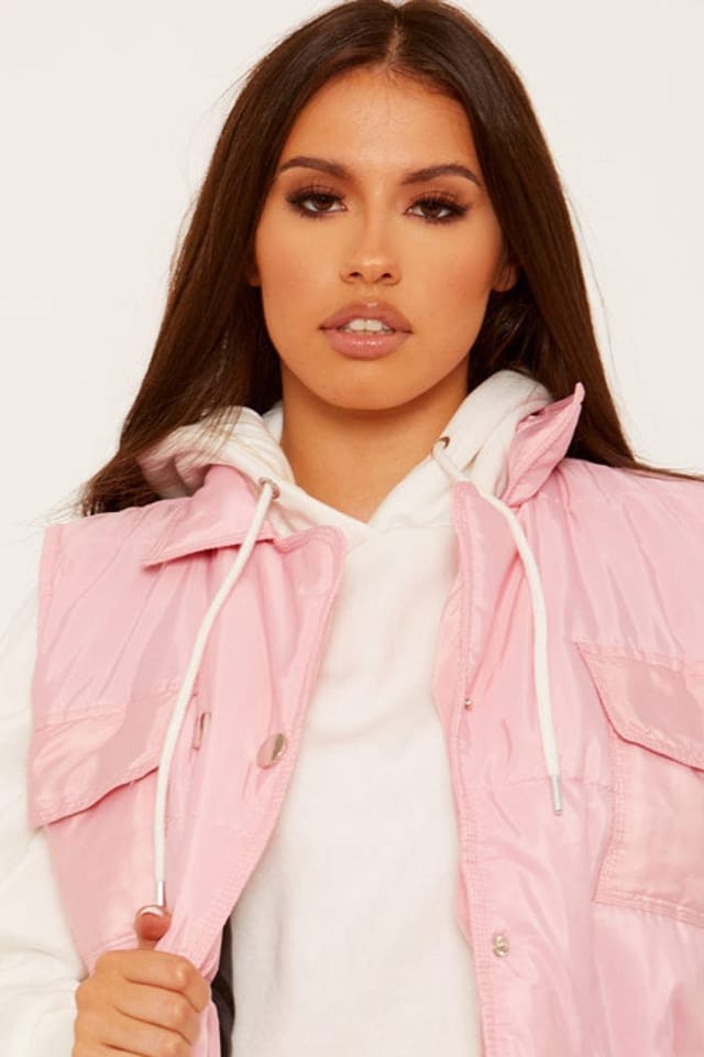 STYLEWISE STYLEWISE Women's Button Padded - Popper Front - Gilet Waistcoat in Pink - 2