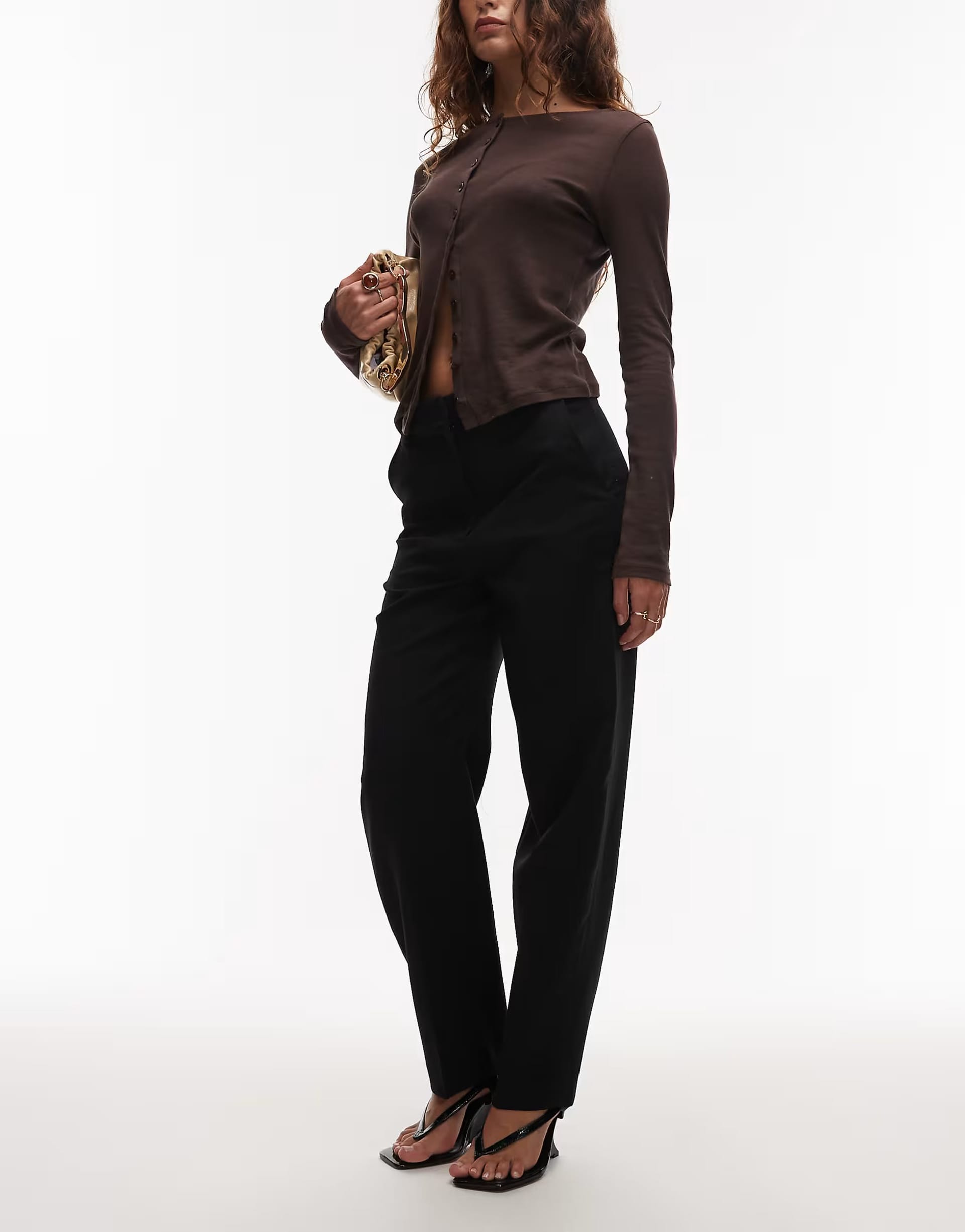 ASOS Black Wool Stretch Slim Cropped Trousers