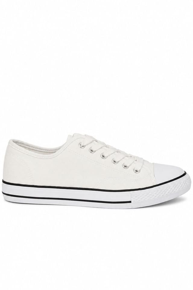 Spot On Spot On Men's Lace Up Canvas Plimsoll Trainers in Warm White - 2