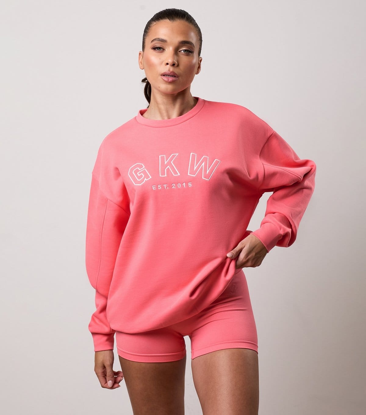 Gym King Light Coral Oversized Crew Neck Sweatshirt