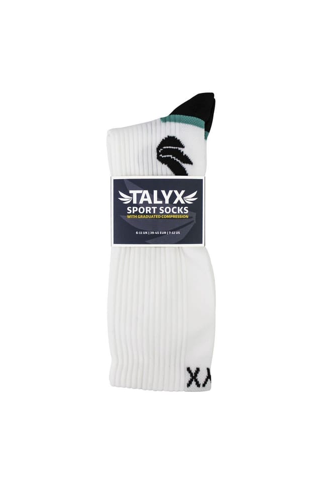 TALYX TALYX Men's Compression Sports Socks | Reinforced Heel & Toe Breathable Socks in White - 2