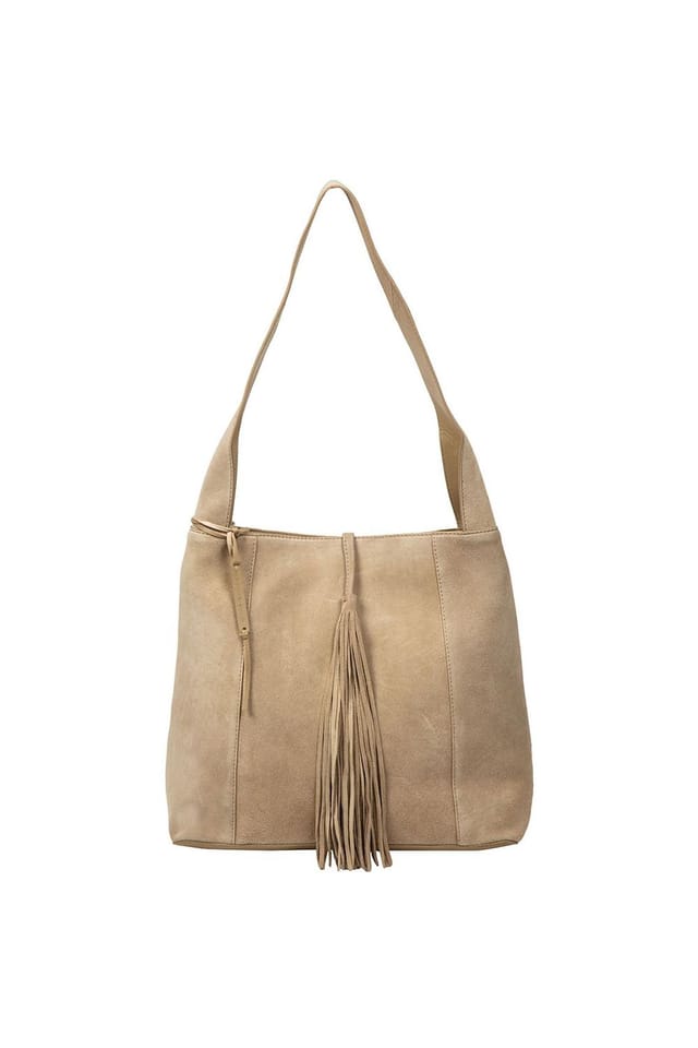 Cultured London Cultured London Women's 'Anitta' Suede Shoulder Bag in Beige - 2
