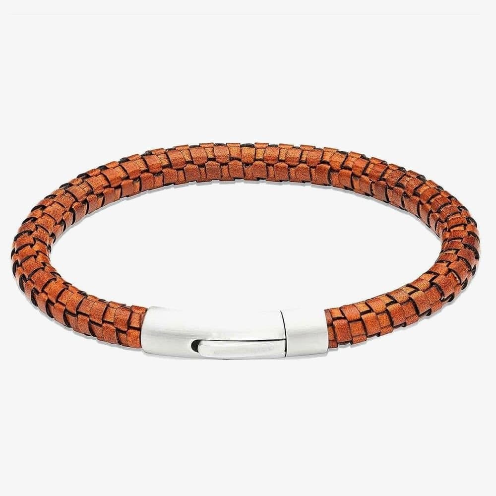 Unique Unique Men's Antique Brown Leather Braided Bracelet