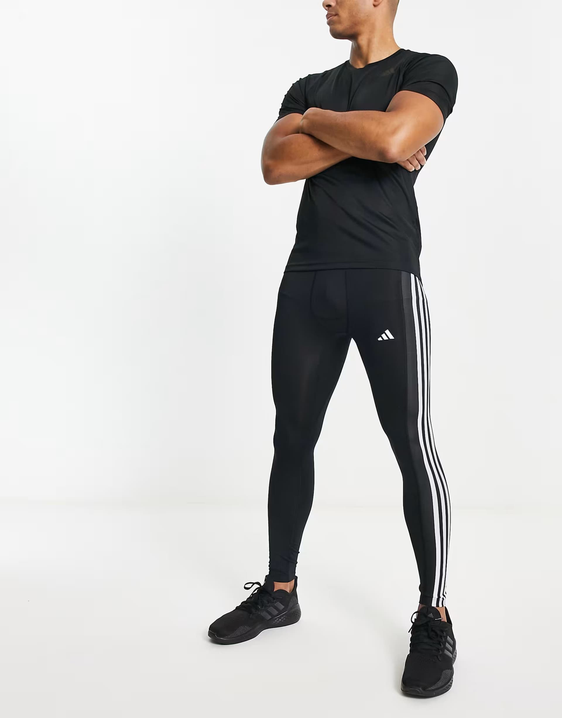 ASOS adidas Black Tech Fit 3 Stripe Leggings