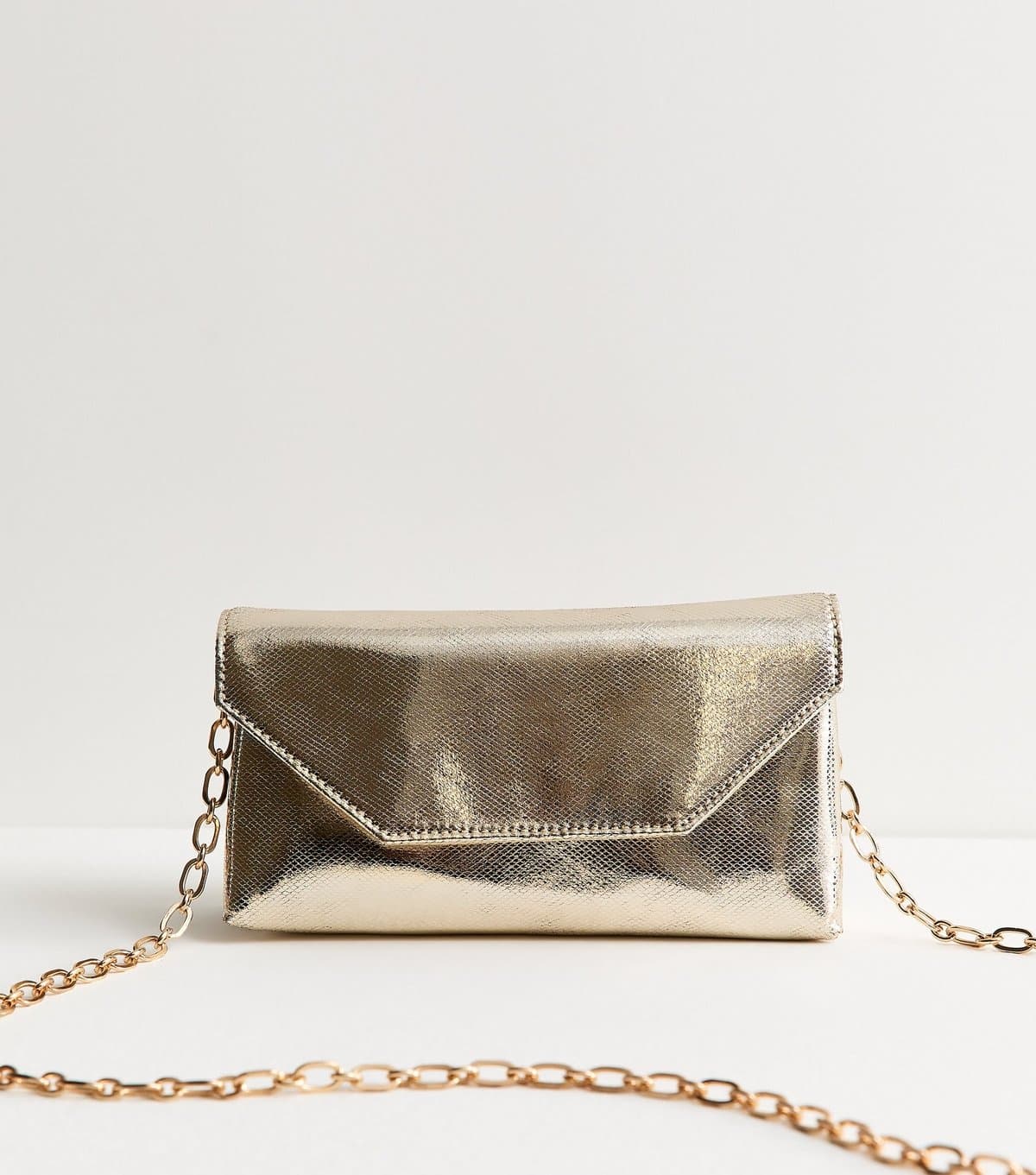 New Look New Look Gold Faux Leather Lizard Embossed Shoulder Bag