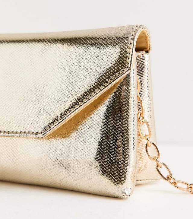 New Look Gold Faux Leather Lizard Embossed Shoulder Bag New Look - 3