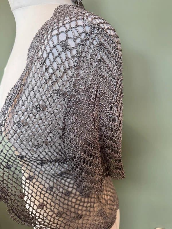 Jacques Vert Ladies Special Occasion jacques vert grey crochet style open jacket size medium