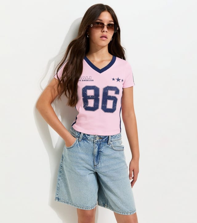 New Look Girls' Light Pink Cotton Cali 86 Fitted Football Top New Look - 2