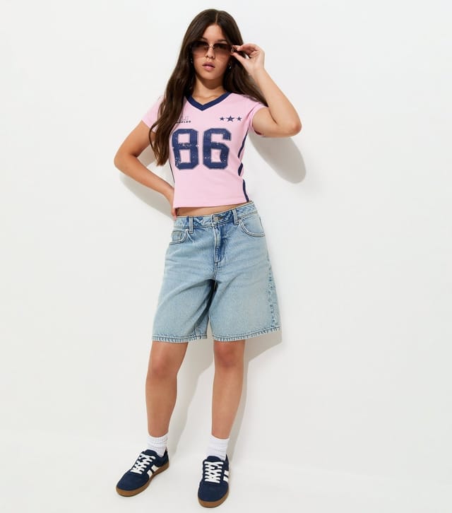 New Look Girls' Light Pink Cotton Cali 86 Fitted Football Top New Look - 3