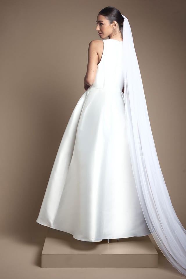 Coast Coast Women's Honoured Plunge Neck Bow Waist Maxi Wedding Dress With Pockets in Ivory - 3