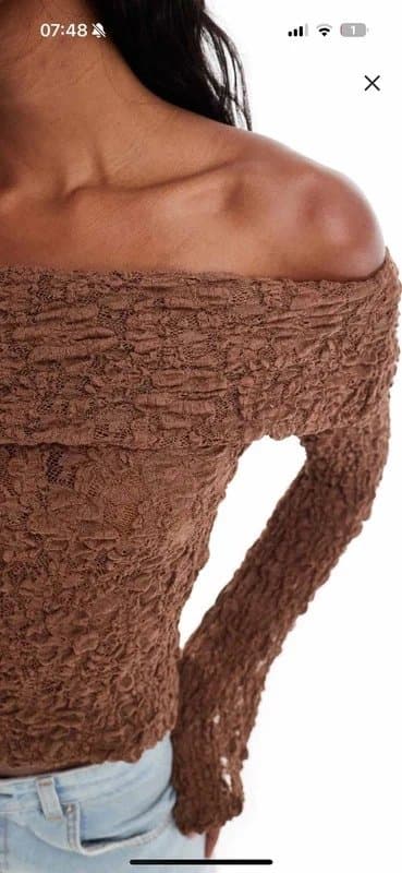 ASOS ASOS brown Bardot lace top