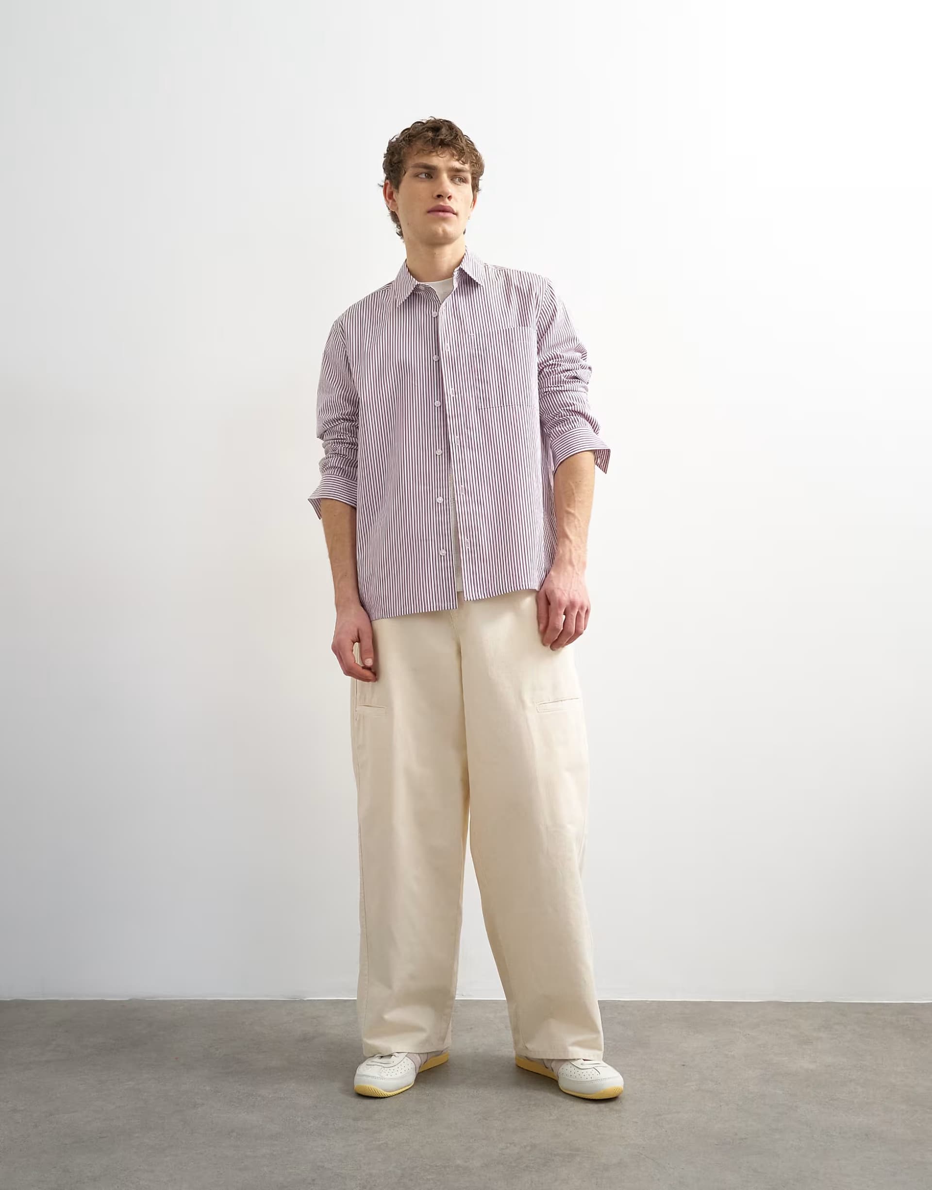 ASOS Topman baggy fit trousers with side pockets in cream