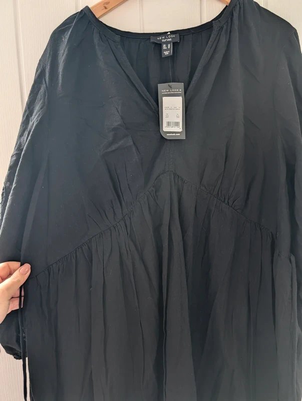 New Look Black linen look midi dress - New Look - 1