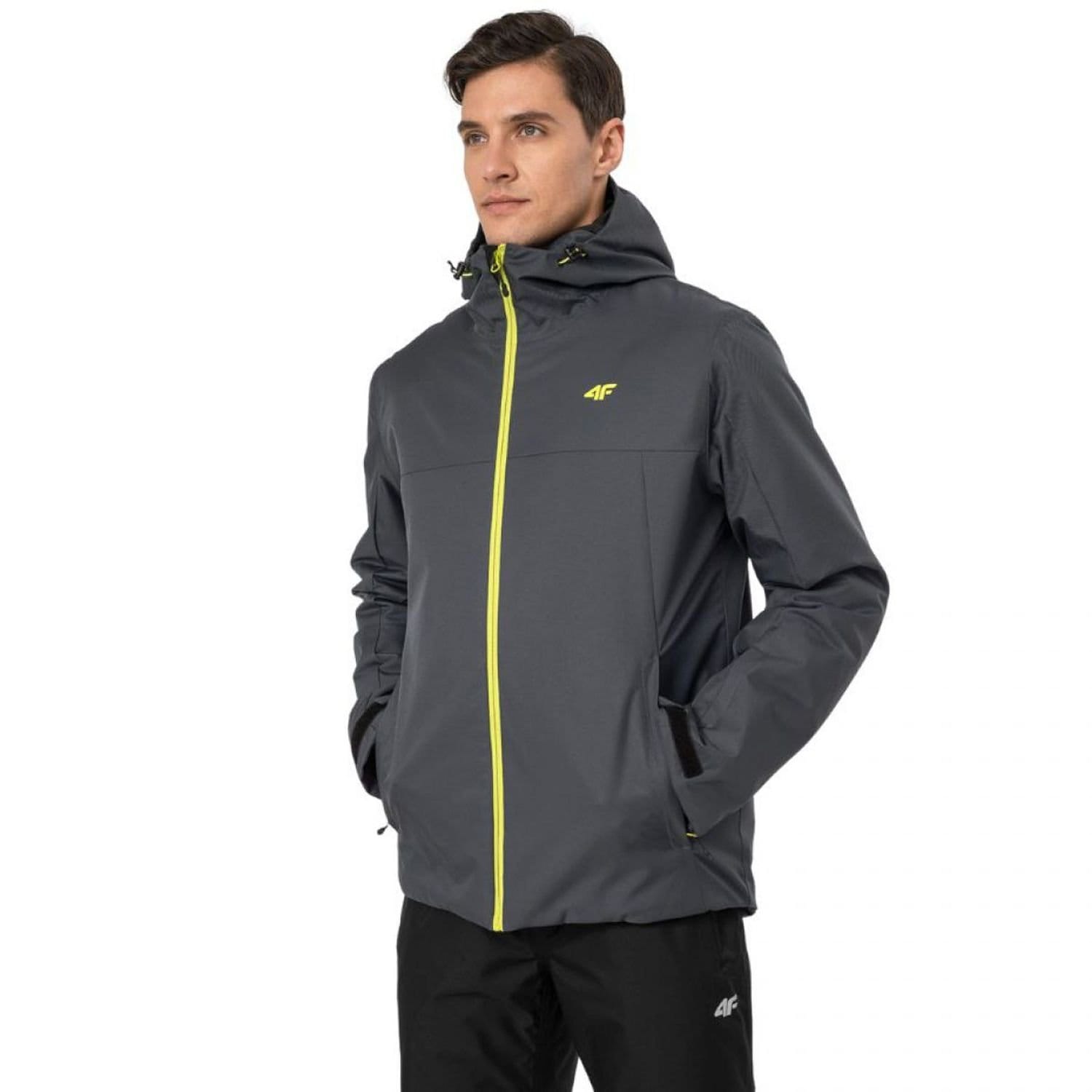 4F 4F Men's H4Z22 Contrast Zip Ski Jacket in Grey - 4