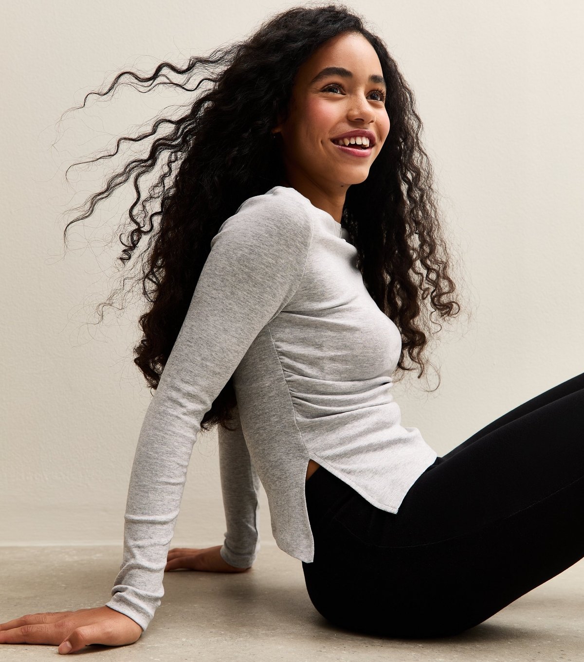 New Look Girls' Mid Grey Slash Neck Asymmetric Top New Look - 1