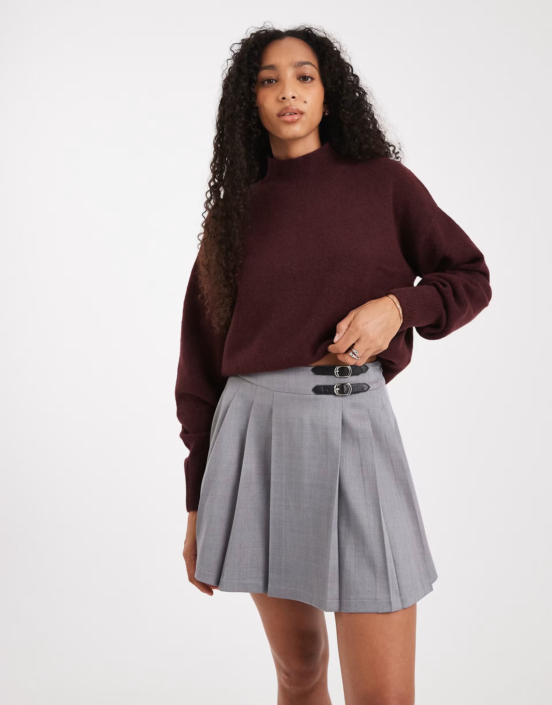 ASOS ASOS Grey Threadbare Pleated Kilt Mini Skirt