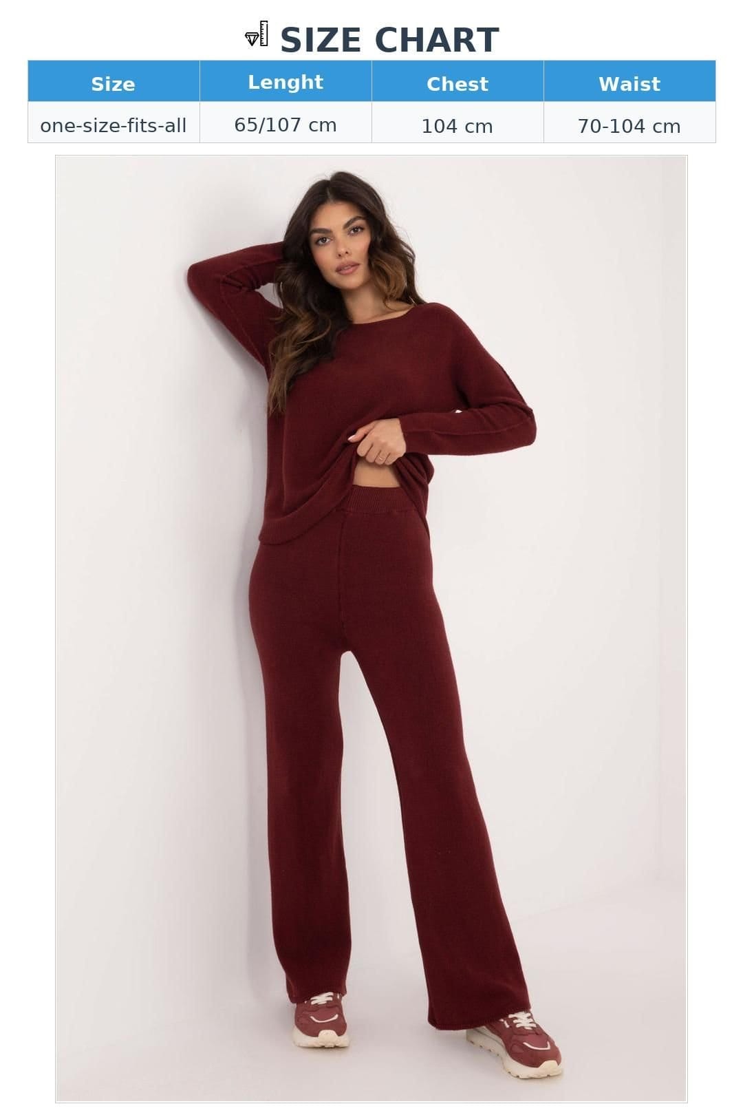 Love Lace Love Lace Women's Casual Knit Sweater & Pants Set in Burgundy - 4