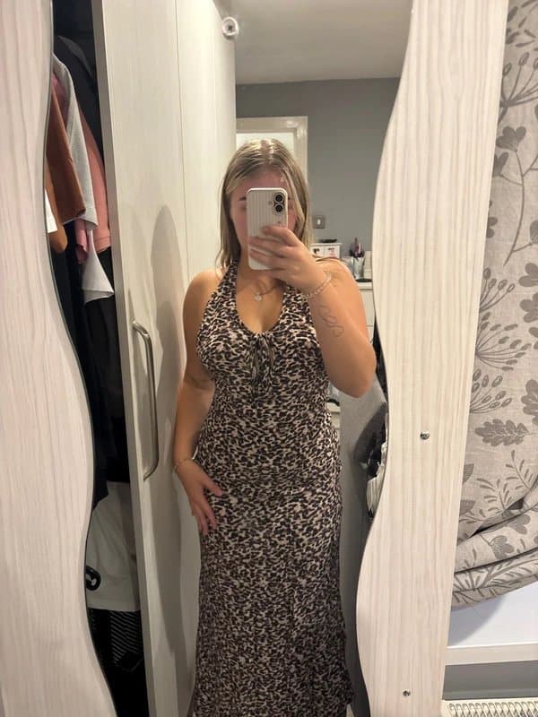 Bershka Flowy leopard print halter next dress