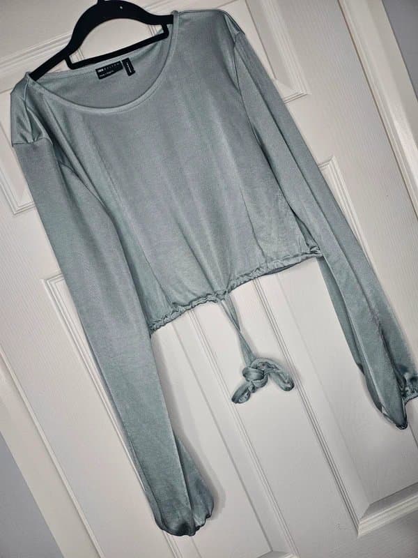 ASOS Design Asos design slinky sage top with cuffed sleeves. Size 10. Brand new without tags.